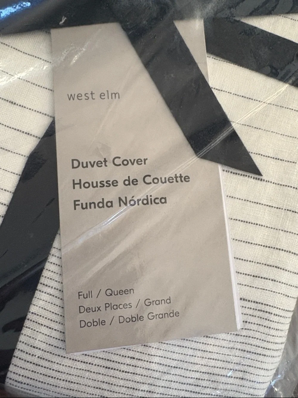 New West Elm White and Black Thin-Stripe Duvet Cover